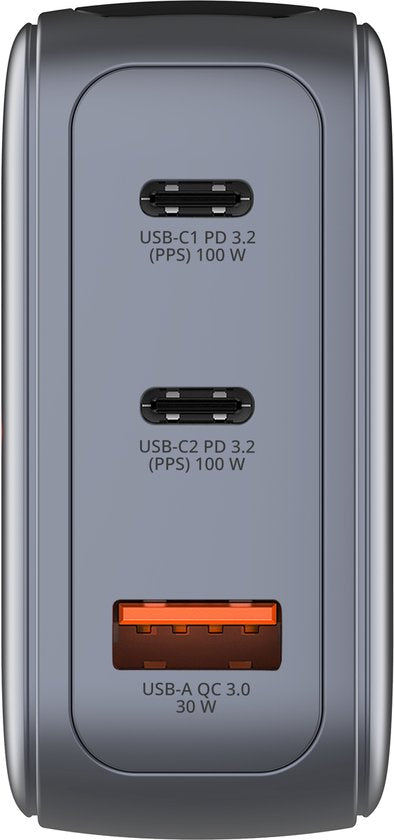 Verbatim Mini-Gan-Ladegerät 100 W, 2 × USB-C, 1 × USB-A, QC, für Apple MacBook und iPhone