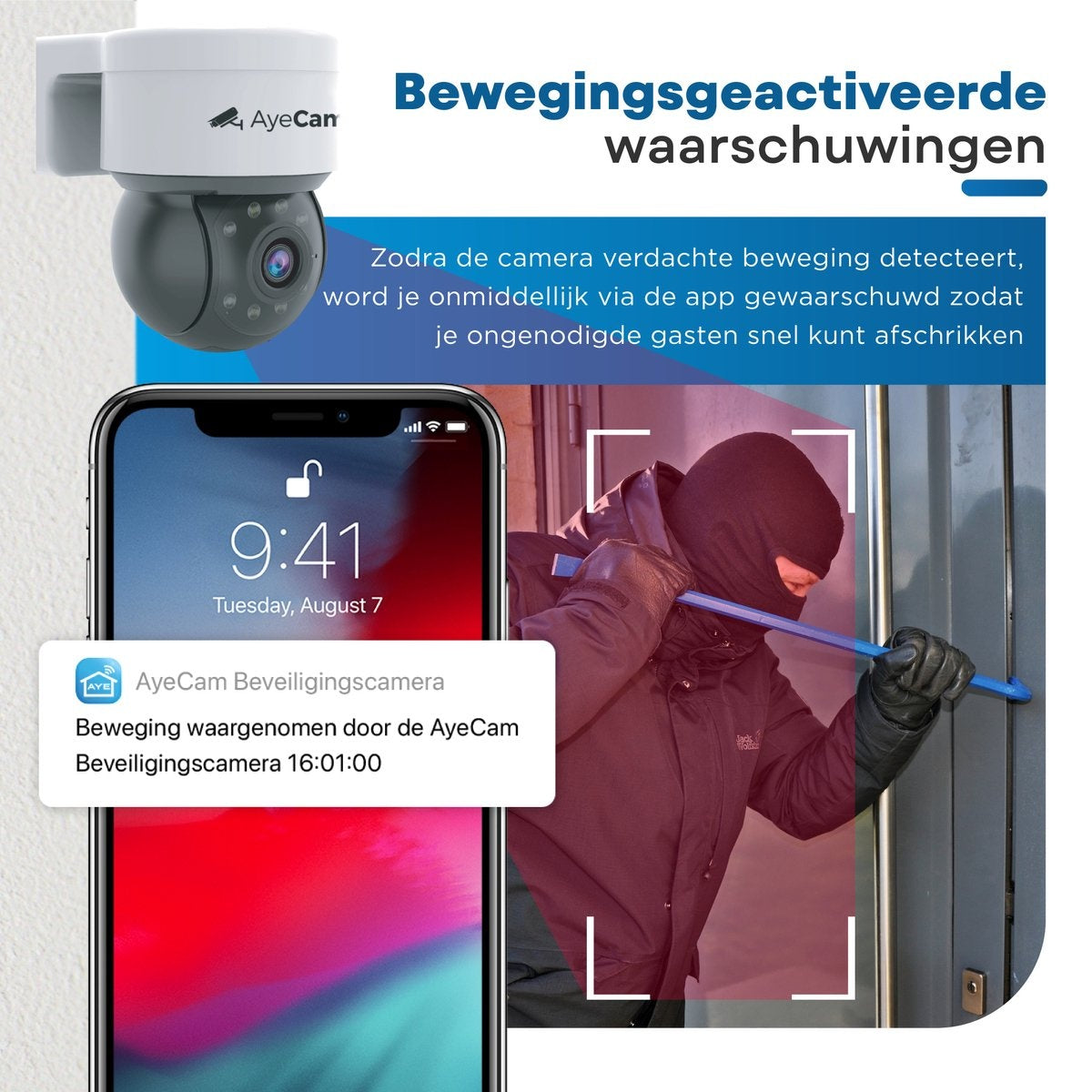 AyeCam Sicherheitskamera Outdoor - 360PRO - FULL HD - Ãœberwachungskamera - Inkl. 32GB SD