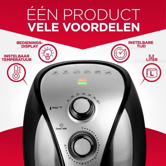 Alpina Airfryer XL - 3.2L - 80 bis 200°C - 1500W - Schwarz