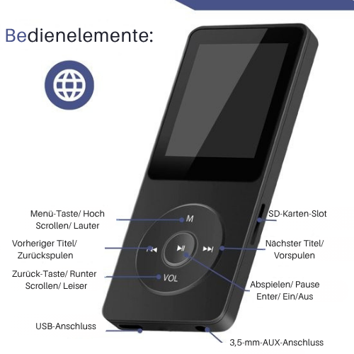 VAIVE - HiFi MP3 / MP4 Player Bluetooth - Diktiergerät - Dicataphone - FM Radio