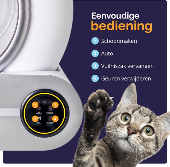 Viervoeter Automatische Katzentoilette – Selbstreinigend – Steuerung über App – inkl. Einlage und 3 Rollen Auffangbeutel – 65 l