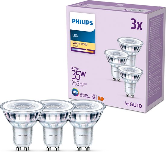 Philips LED-Spot – 35 W – GU10 – Warmweißes Licht – 3 Stück
