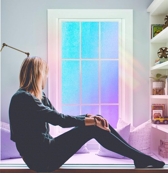 Homewell - Holographische Fensterfolie HR++ 120x300cm - Solar & Isolierend - Statisch haftend - Seifenblaseneffekt mattiertes Glas (neu)