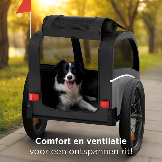 Trevopet® Hundefahrradanhänger - Faltbarer Fahrradanhänger Hund - Hundeanhänger - Geeignet für E-Bikes - Bis zu 40 kg - Für mittlere & große Hunde - Schwarz