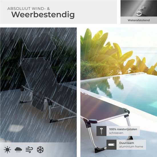 tectake® Liege Aurelie mit Sonnendach und Kissen - Liege - Sonnenliege - Klappbare Balkonliege aus Aluminium - Wetterfeste Gartenliege für Garten, Balkon, Camping und Strand - Verstellbare Rückenlehne mit Kissen - Anthrazit