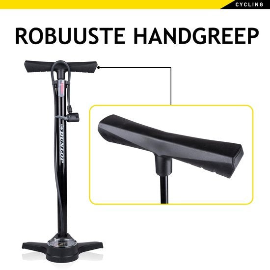 Dunlop Fahrradpumpe mit Manometer - Doppelventil - Holländisches Ventil/ Französisches Ventil/ Auto Ventil