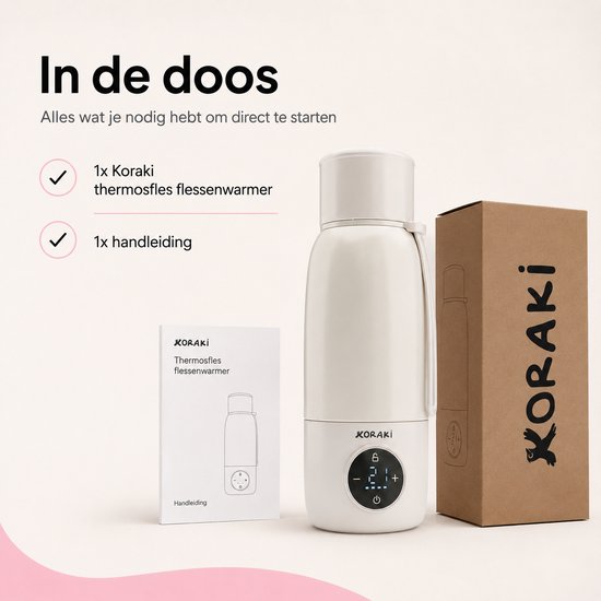 Koraki® Thermosflaschenwärmer - Kabelloser Flaschenwärmer - für unterwegs - 500ml