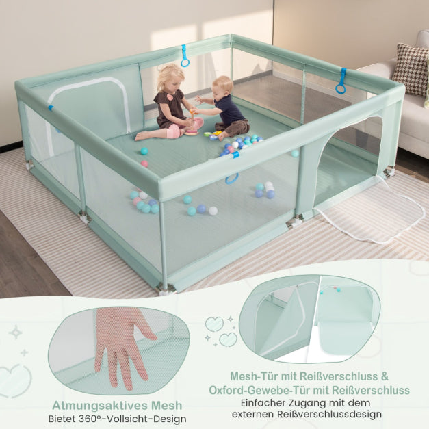 Coast Baby Box - BPA-frei - Türbox - 4 Griffe & 50 Ozeanbälle - 200 x 180cm - Grün