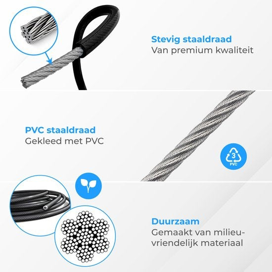 Nuvance - Professionelle Sport-Springseil - einstellbar - Speedrope - Springseil - für Erwachsene und Kinder - schwarz