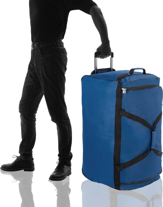 Deuba XXL Reisetasche Dunkelblau mit Trolleyfunktion 3 Rollen 160 LITER 85x43x44cm