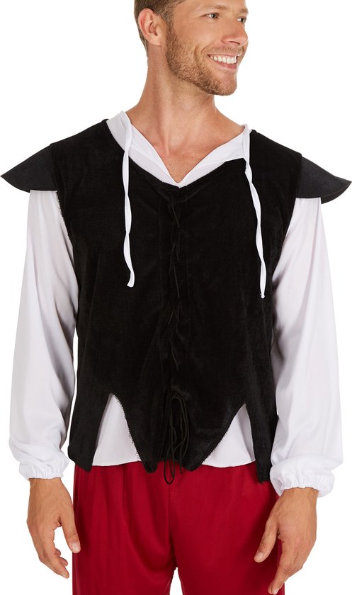 DressForFun Herbergier-Kostüm aus dem Mittelalter – Mit Weste mit Kordelzug sowie bequemen Hosen und einem langärmeligen Hemd – Für Karneval und Mottopartys – Schwarzes Polyester – Größe L