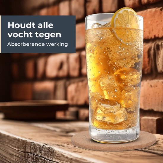 Castagnola Untersetzer - Korkuntersetzer für Gläser - Glasuntersetzer mit Halterung - Untersetzer - saugfähig und hitzebeständig - 10 Stück