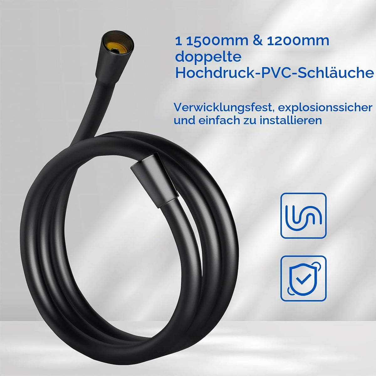 Homelody Regenduschen-Set ohne Wasserhahn – Handbrause mit 4 Einstellungen – Kopfbrause 9 Zoll – Höhe 101,4 cm – Edelstahl – Mattschwarz