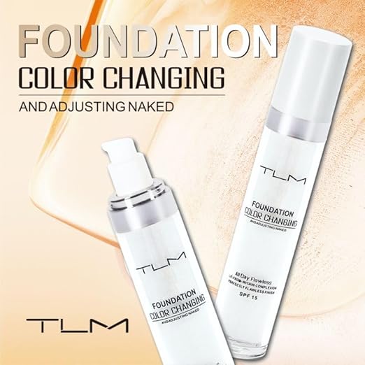 **TLM Foundation – farbverändernde Foundation – passt sich automatisch deinem Hautton an – leicht, feuchtigkeitsspendend und hypoallergen – 24-Stunden-Deckung – wasserfest – Ultra-HD-Make-up**
