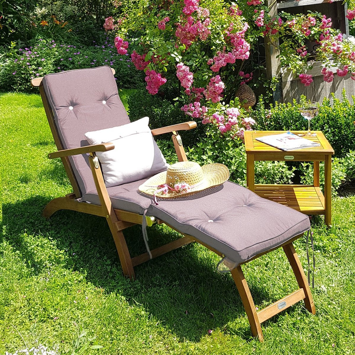 Casaria Sonnenliege "Queen Mary" Akazienholz - 196x54x95cm - Braun