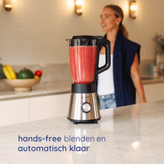 Safecourt Kitchen Power Mixer - 5 automatische Programme - Smoothie Maker - +2 Becher zum Mitnehmen - Edelstahl