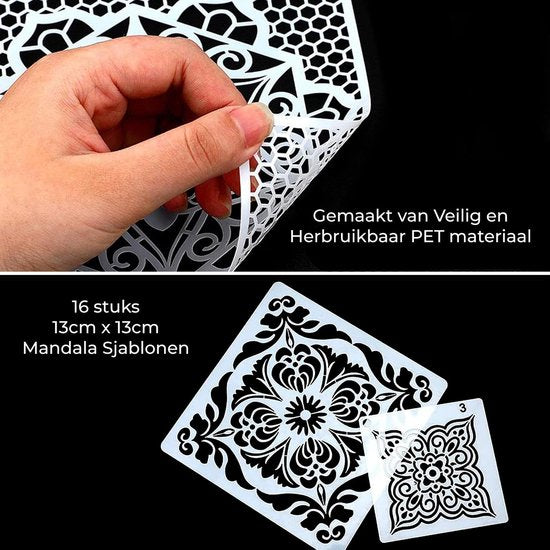 Happy Goods Mandala Punkt Malschablonen 24 Stück 13x13cm | Dotting Art | Dots - Bastelschablonen - Zeichenschablonen - Malschablonen