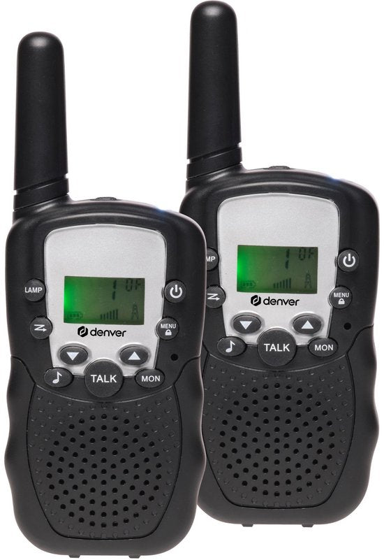 Denver Walkie-Talkie - 8 Kanäle - Bis zu 5 km Reichweite - 2er-Set - Taschenlampe - WTA449