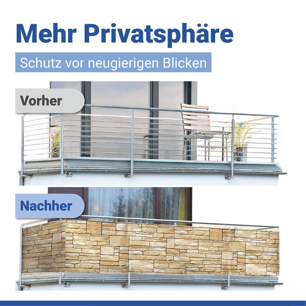 Maximex Balkonvorhang mit Wandmotiv – 85 x 500 cm – UV- und witterungsbeständig