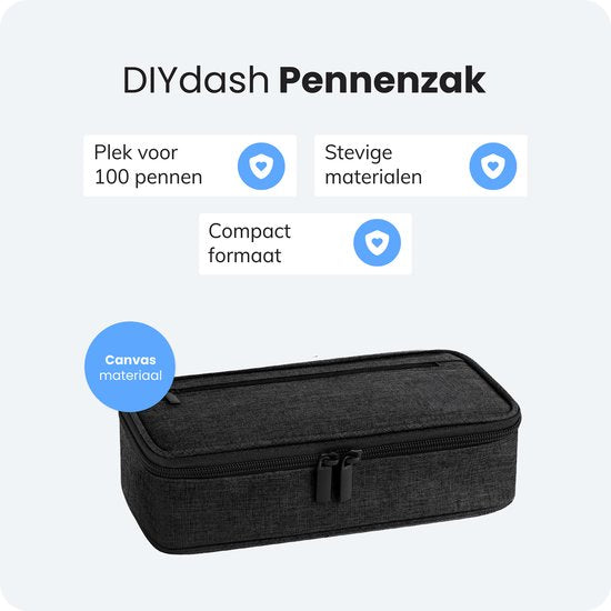 Diydash Etui - Federmäppchen - Federmappe - Schulmäppchen - Großes Etui - Schulbedarf - Trousse Scolaire - Für Mädchen, Jungen und Erwachsene - Schwarz