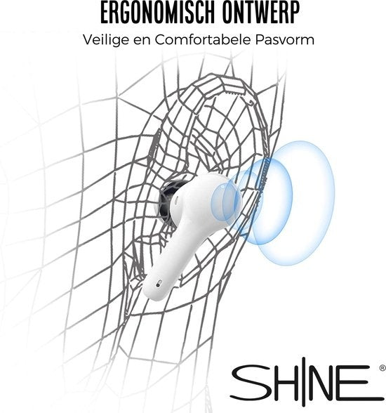 Shine Translation Computer - Sprachübersetzungsgerät - Wireless Earbuds White - EarPods mit Ãœbersetzungsfunktion - Bluetooth 5.0 - 127 Sprachen und 97% Genauigkeit - 24 Stunden Batterie