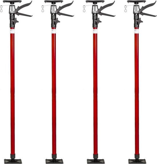 tectake - Satz von 4 Deckenstützen 115 - 290 cm - rot - 402401