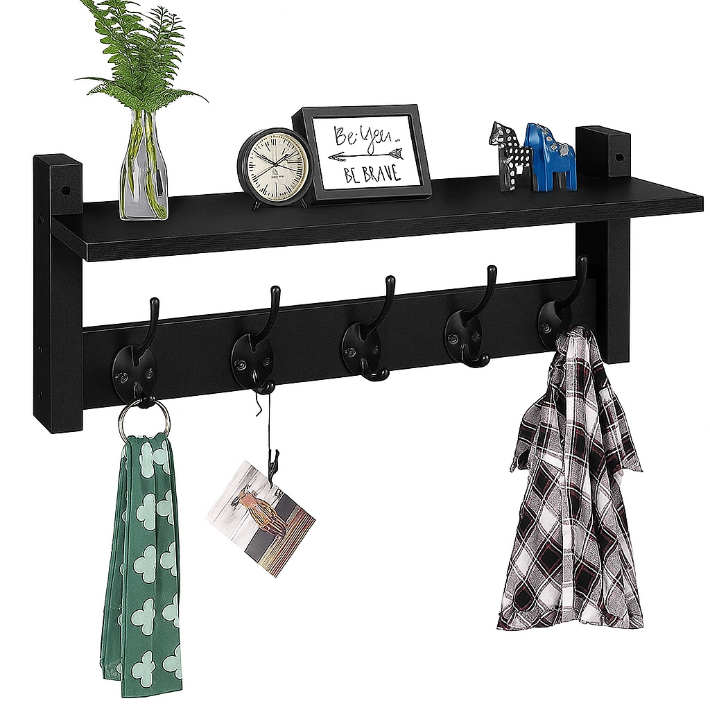Luft Wandgarderobe - mit Regal - Schwarz