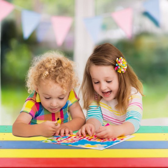 AXI Nick Zand & Water Picknicktisch in Regenbogenfarben – Verstellbarer Sonnenschirm – FSC-zertifiziertes Holz – Picknicktisch aus Holz für Kinder