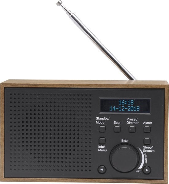 Denver DAB Radio - Retro-Radio - Küchenradio - Tragbares Radio - Batterien & Netz - DAB46 - Darkgrey
