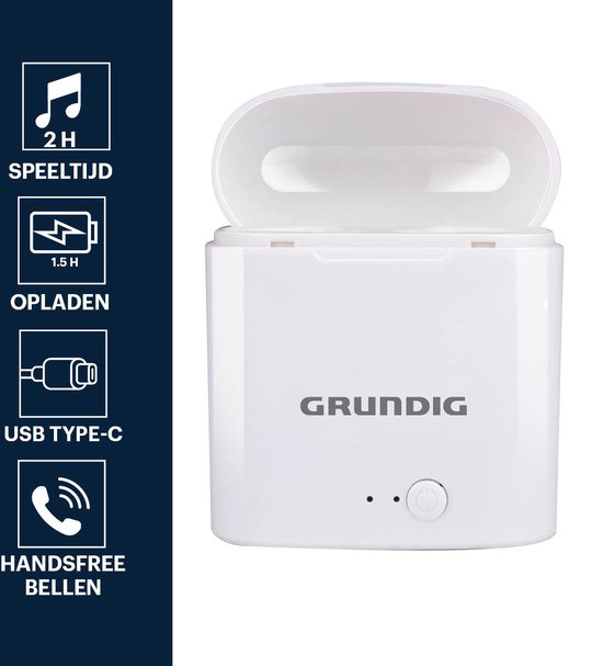 Grundig Wireless Earbuds - Bluetooth In Ear Earbuds 400mAh - Ohrhörer kabellos mit 2 Stunden Spielzeit - Ohrhörer zum Freisprechen - inkl. Ladecase USB-C Ladekabel