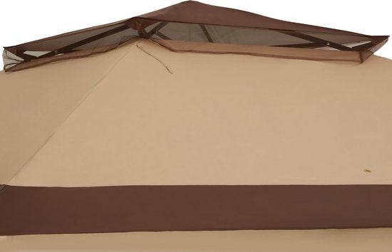 Tectake Faltbarer Pavillon Carabobo - 364 x 364 x 294cm - Braun
