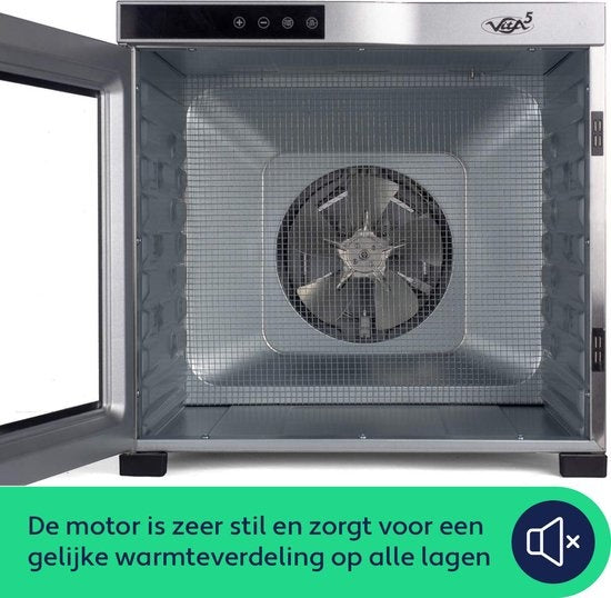 Vita5 Nobel PRO 10 Dörrgerät - Trockenschrank - Edelstahl - 24-Stunden-Timer - LED-Bedienfeld - Dörrgerät - 10 Schichten