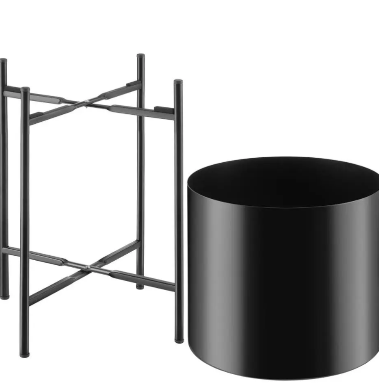 tectake Pflanzenständer Mine - 2er Set - Pulverbeschichteter Stahl - Schwarz