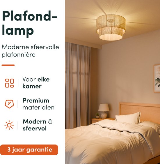 Nolt Deckenleuchte - Deckenleuchte - E27 Lampe - Ländlich - ⌀ 45cm - Jute - Braun