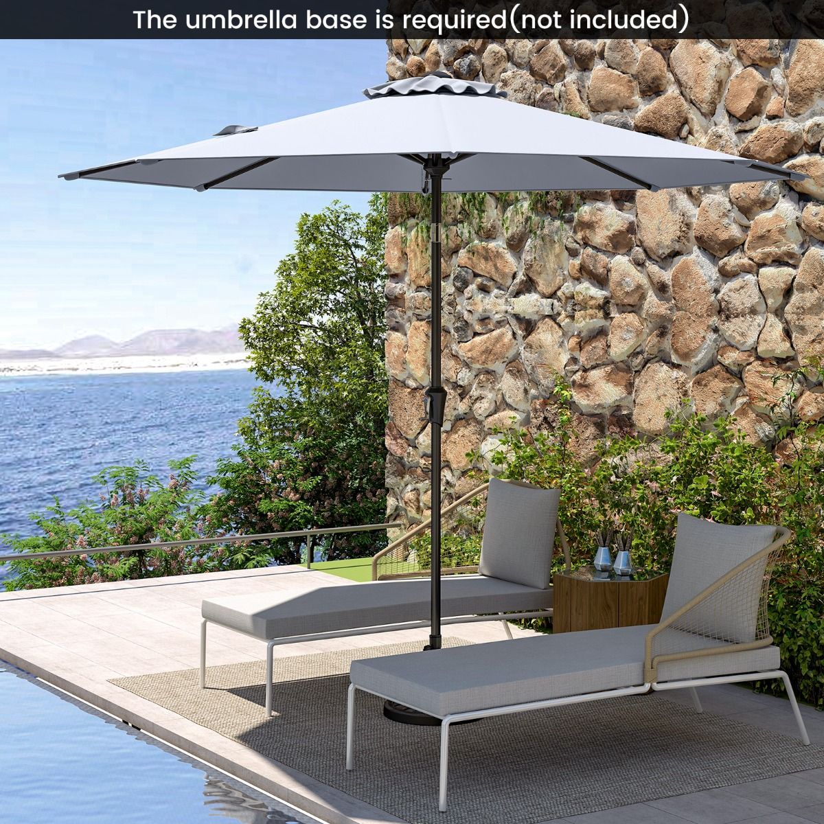 Coast Terrassen-Sonnenschirm 270 cm Grau - Kippbarer Marktschirm mit Kurbel und belüftetem Dach
