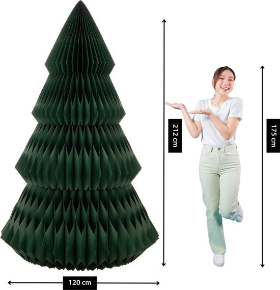 Mica Decorations Papier-Weihnachtsbaum – Zusammenklappbarer künstlicher Weihnachtsbaum – H 212 x Ø 120 cm – Weihnachtsdekoration – FSC Mix – Grün