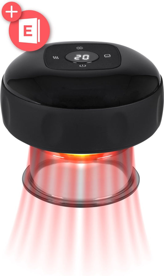 Nuvance - Elektrisches Cellulite-Massagegerät - 12 Stufen und Temperaturen - Inkl. eBook - Ganzkörper - Schröpfkopf-Set Massage - Cellulite-Schröpfköpfe - Hijama-Schröpfköpfe - Anti Cellulite