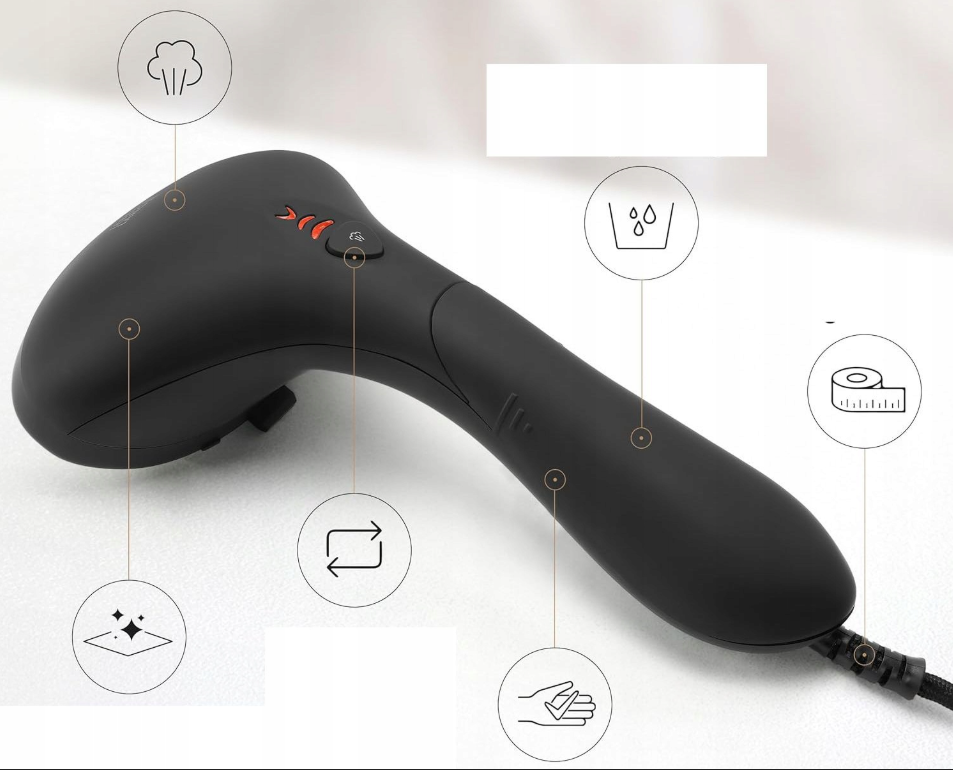 LEBENLANG Bügeleisen mit Dampffunktion 1500 W - 3 Einstellungen - 100 ml Wassertank - 0,7 kg - schwarz - kompakte Maße 23 x 10 x 12 cm