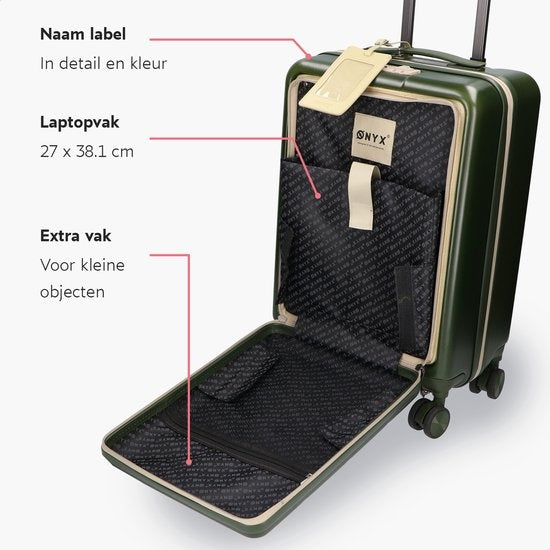 ONYXÂ® Handgepäck Koffer - Spinner-Räder - Doppeltes TSA-Schloss - Praktische Fronttasche - 35 L - 55 cm - Oliv