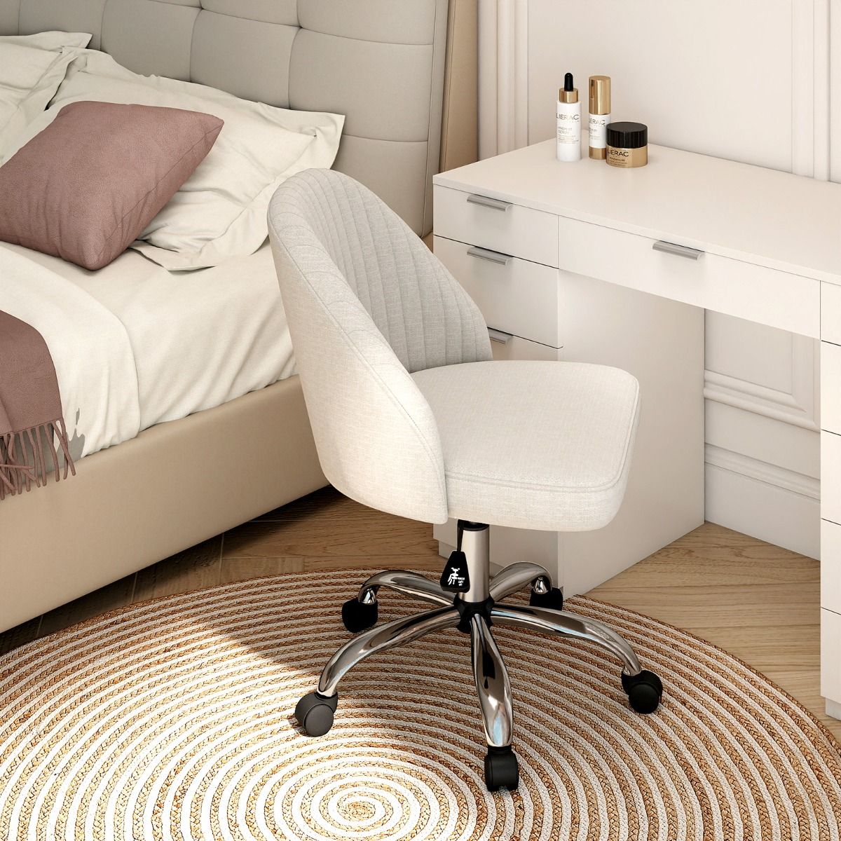 Coast Bürostuhl ohne Armlehnen – geschwungene Rückenlehne – gepolsterte Sitzfläche – beige