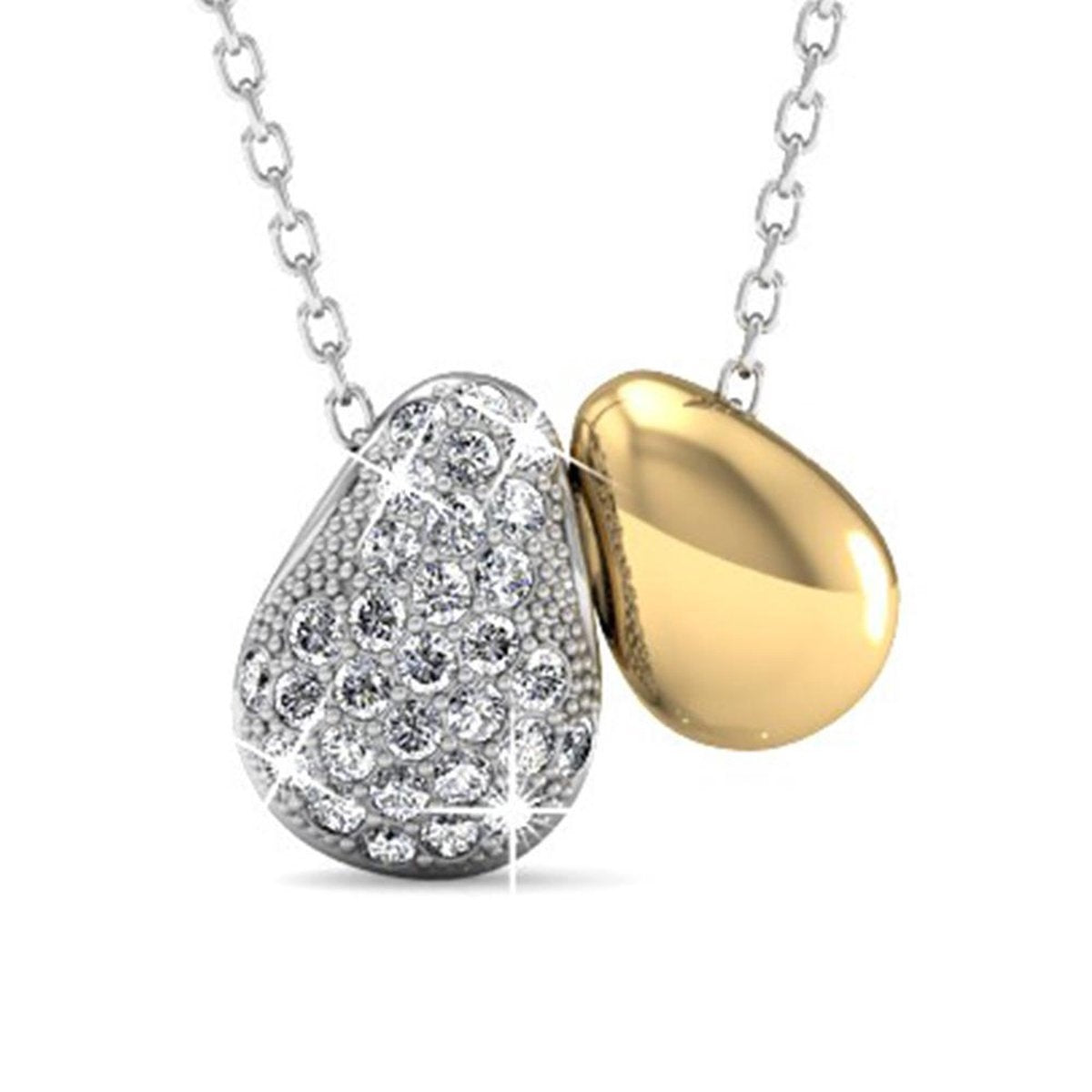 Yolora Damenhalskette mit Anhänger - Kalpa Camaka Kristalle - Silber und Gold - 18K Weißgold und Gelbgold plattiert - Damenhalskette Silber/Gold - Geschenkbox