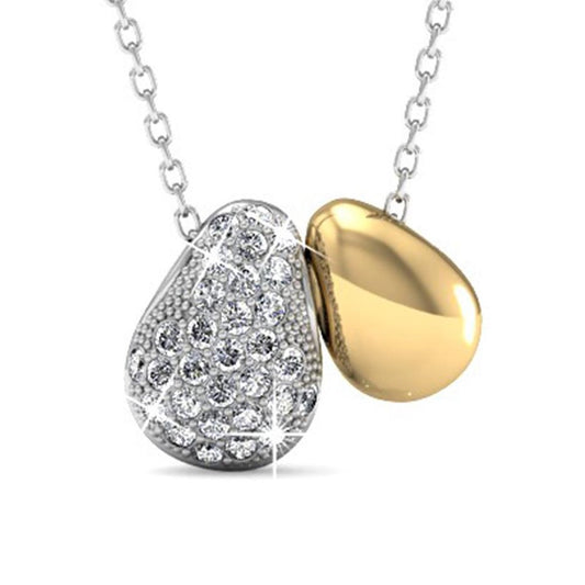 Yolora Damenhalskette mit Anhänger - Kalpa Camaka Kristalle - Silber und Gold - 18K Weißgold und Gelbgold plattiert - Damenhalskette Silber/Gold - Geschenkbox