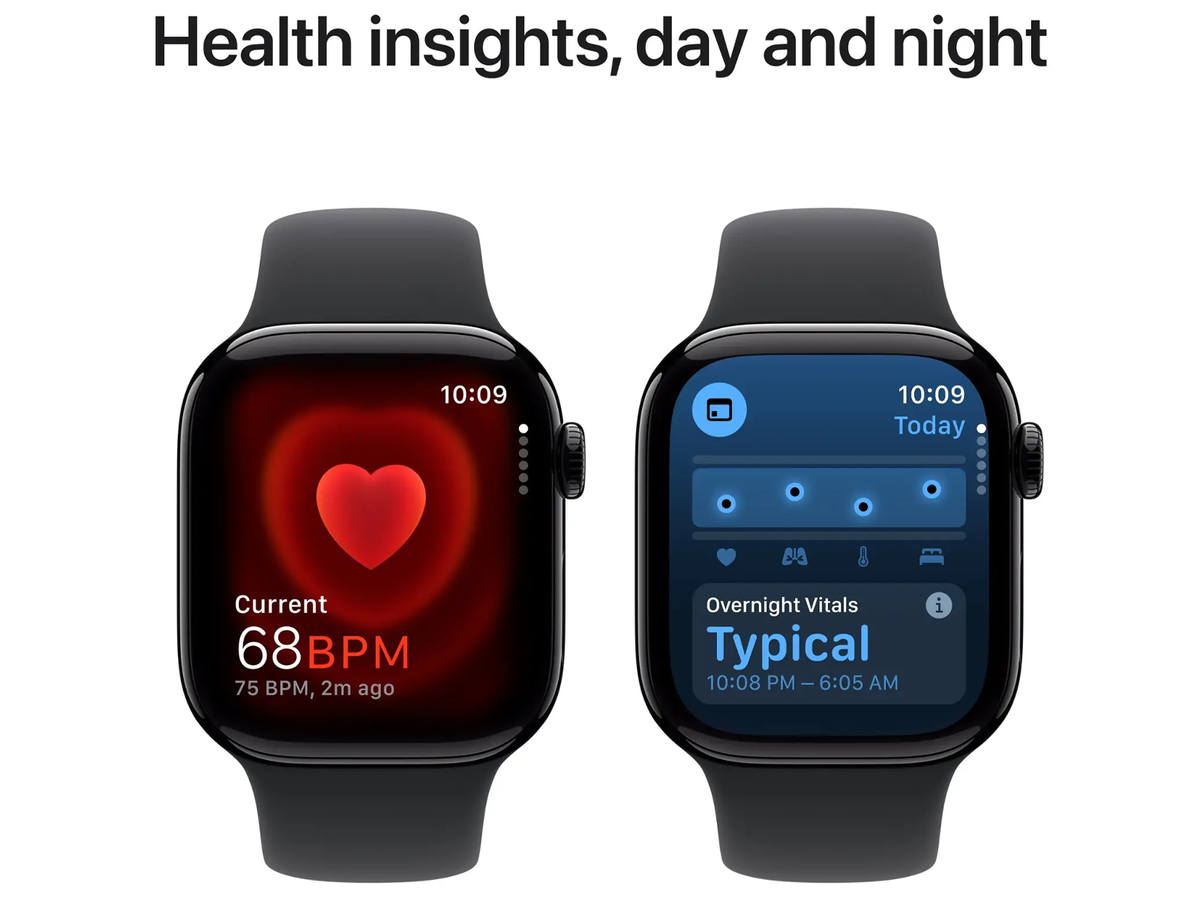 Apple Watch Series 10 42 mm – Diamantschwarz Aluminium – Schwarzes Sportarmband