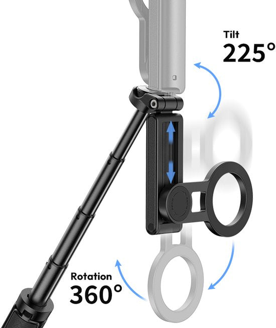 Ulanzi JJ03 Pocket-Selfie-Stick-Stativ, magnetisch – mit Fernbedienung – Selfie-Stick – Handy-Stativ für iPhone – Smartphone-Halterung für iPhone – Schwarz