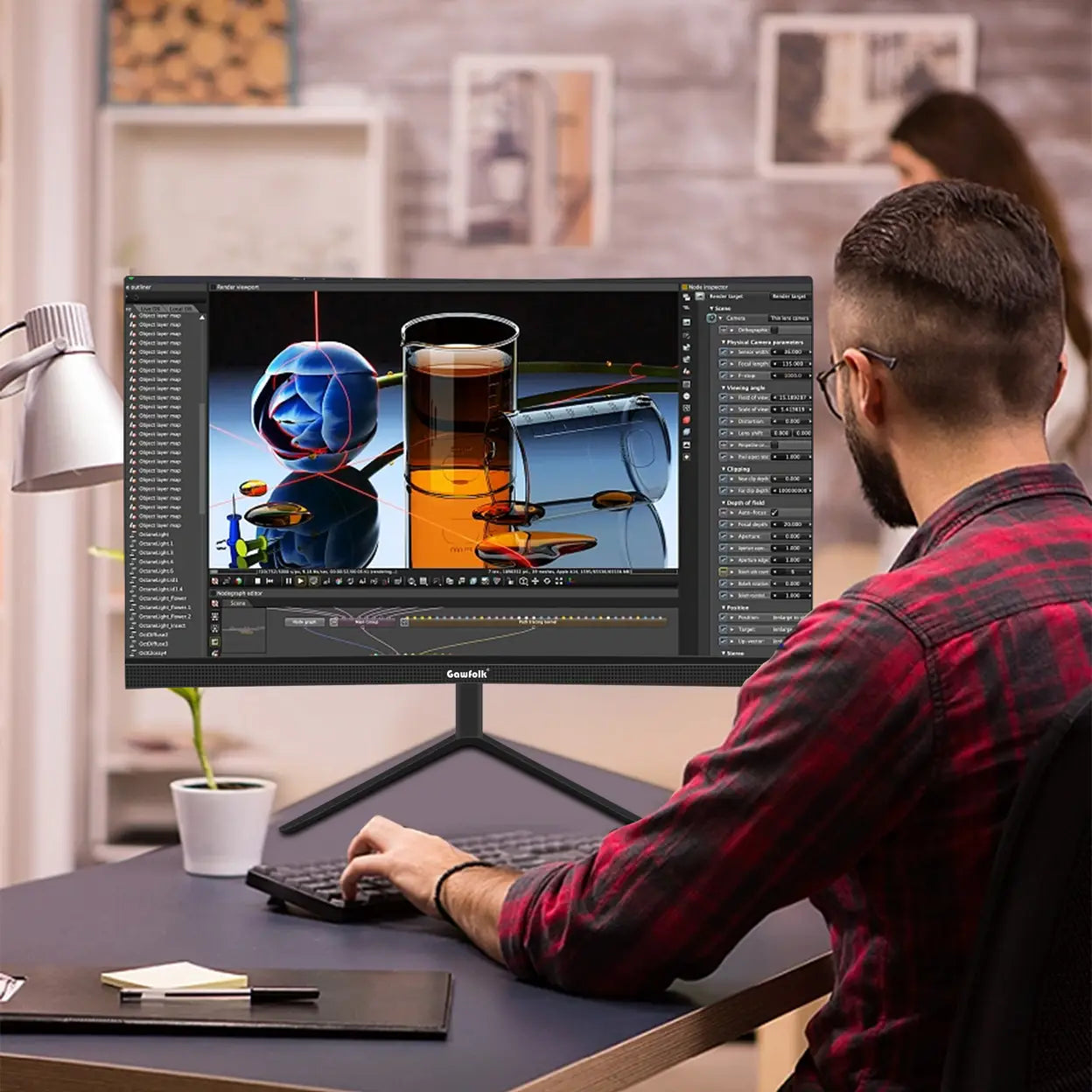 Gawfolk Curved Monitor GF220C – 22 Zoll – Full HD 1920 x 1080 – 75 Hz – VA-Panel – HDMI & VGA – Schwarz