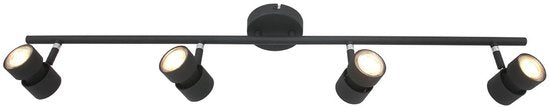 Spot Natasja 7904ZW – schwarzer 4-flammiger Deckenstrahler aus Metall mit dimmbarer GU10-Leuchte, 90 cm breit – Steinhauer Modern Design