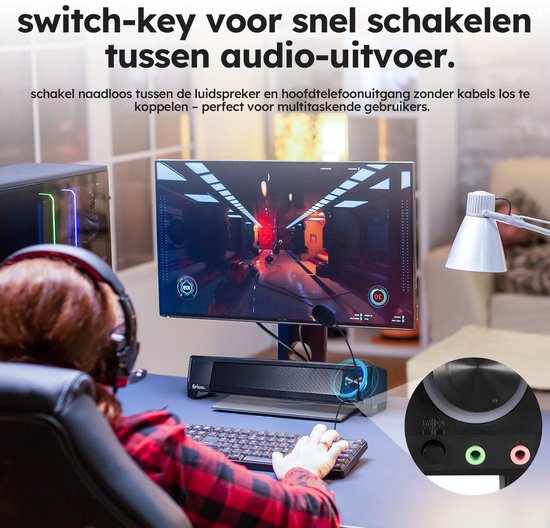 PC-Lautsprecher 2.1 - Mit Mikrofon und Bluetooth 5.0 - Soundbar für PC - USB-C und USB-A - Schwarz - von Faas