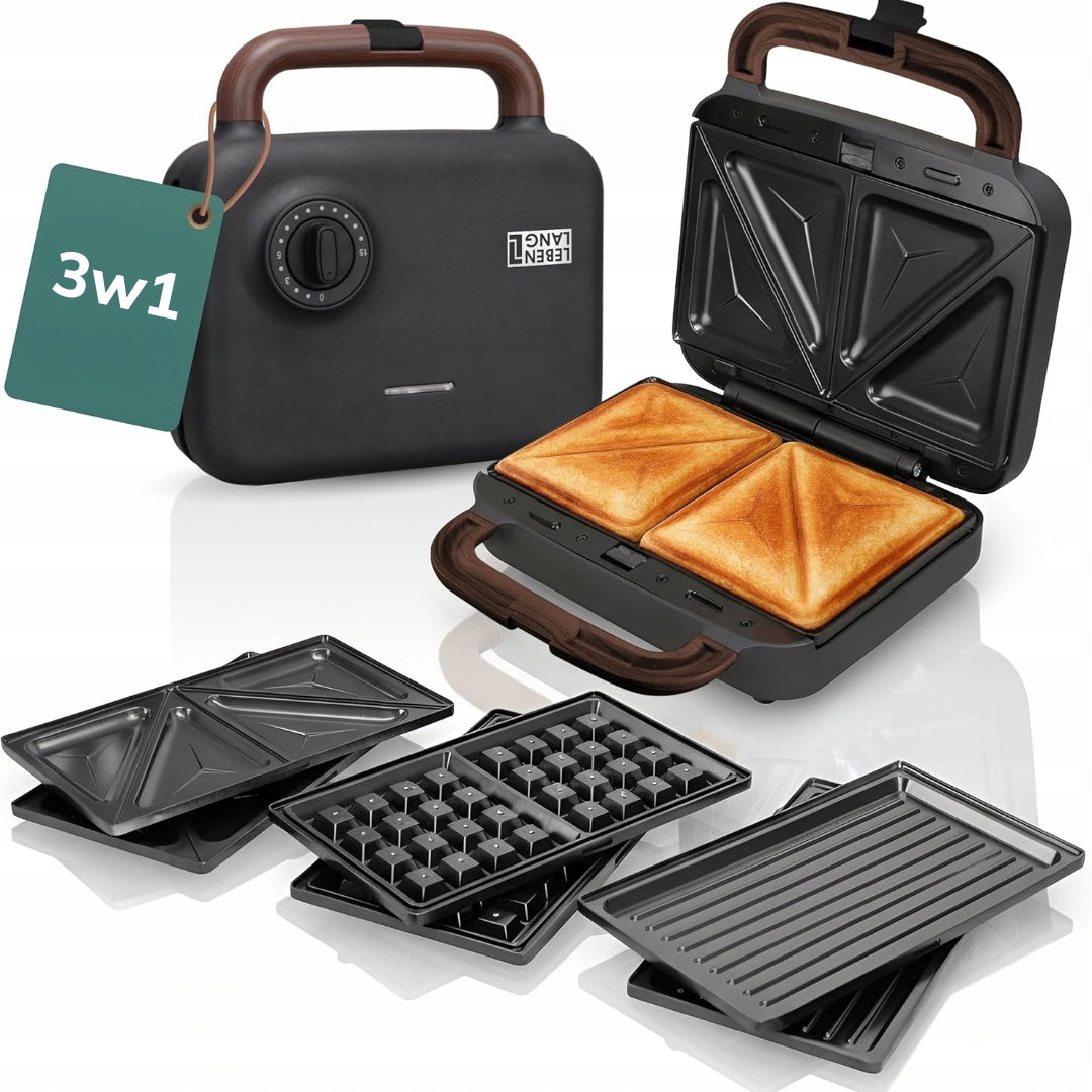 Lebenlang 3-in-1-Sandwichmaker – Toaster – Waffeleisen – Kontaktgrill – 750 W