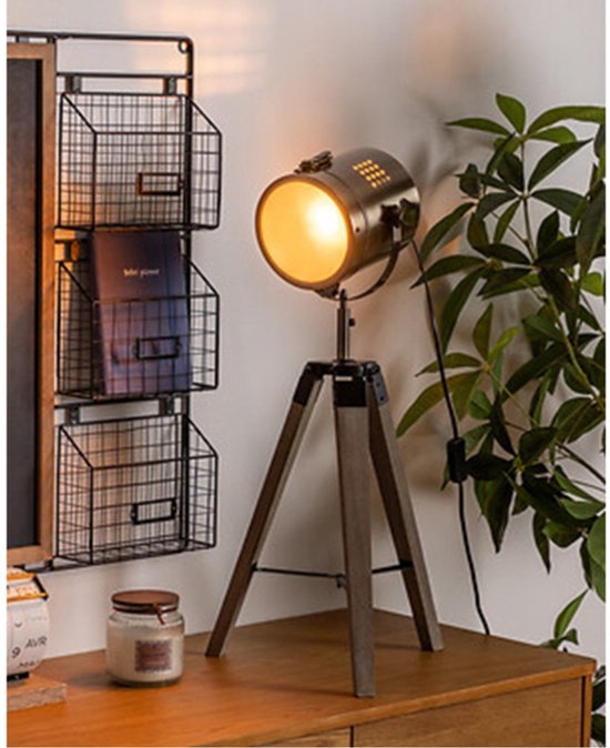 Atmosphera – Industrielampe – Metall – Holz – Schwarz – 68 cm
