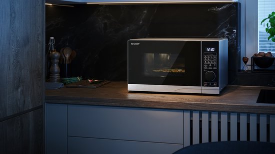 Sharp YC-PC254AE-S Kombi-Mikrowelle mit Grill und Heißluftofen – 900 W – 25 Liter – silber